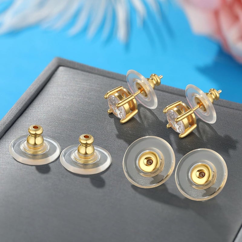 Formulen 6 PCS Big Earring Backs Replacements, 12mm/0.47 Inch Earring Backs for Big Studs/Droopy Heavy Earrings, Hypoallergenic Clear Comfortable for Women & Men Gold Color - Image 5